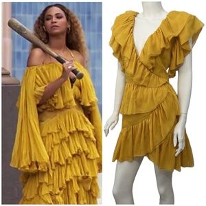 DUNDAS $1790 Dallas Runway Beyonce Lemonade Silk Ruffle Wrap Mini Dress 38 4